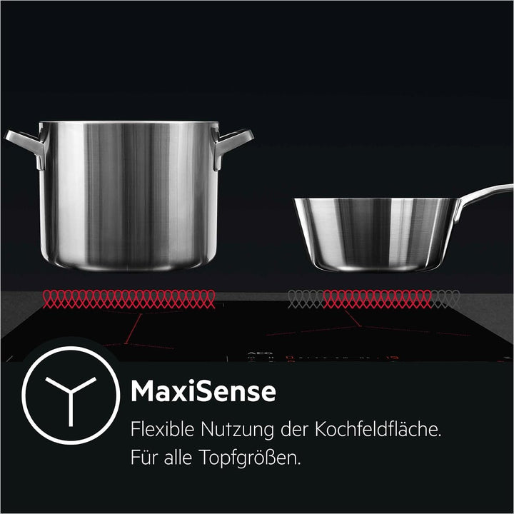 AEG IKB64431XB Autarkes Kochfeld/Induktion/Hob²Hood/Slider-Bedienung / 60 cm/Edelstahlrahmen / 4 Koc