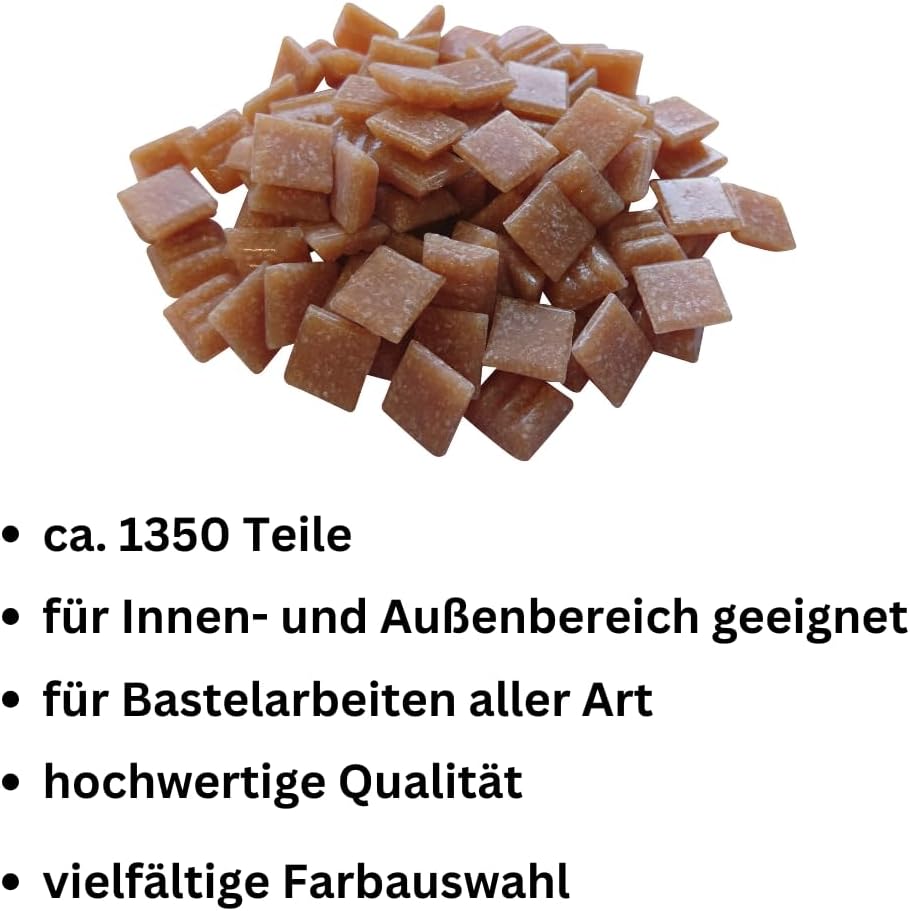 Glasmosaik 900g – Glassteine zum Basteln & DIY in Terrakotta – Bastelset mit Mosaiksteinen für Erwac