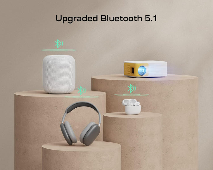 Mini Beamer Handy - WiFi Bluetooth Projektor Full HD 1080P Unterstützt, YOTON Video Beamer Kompatibe