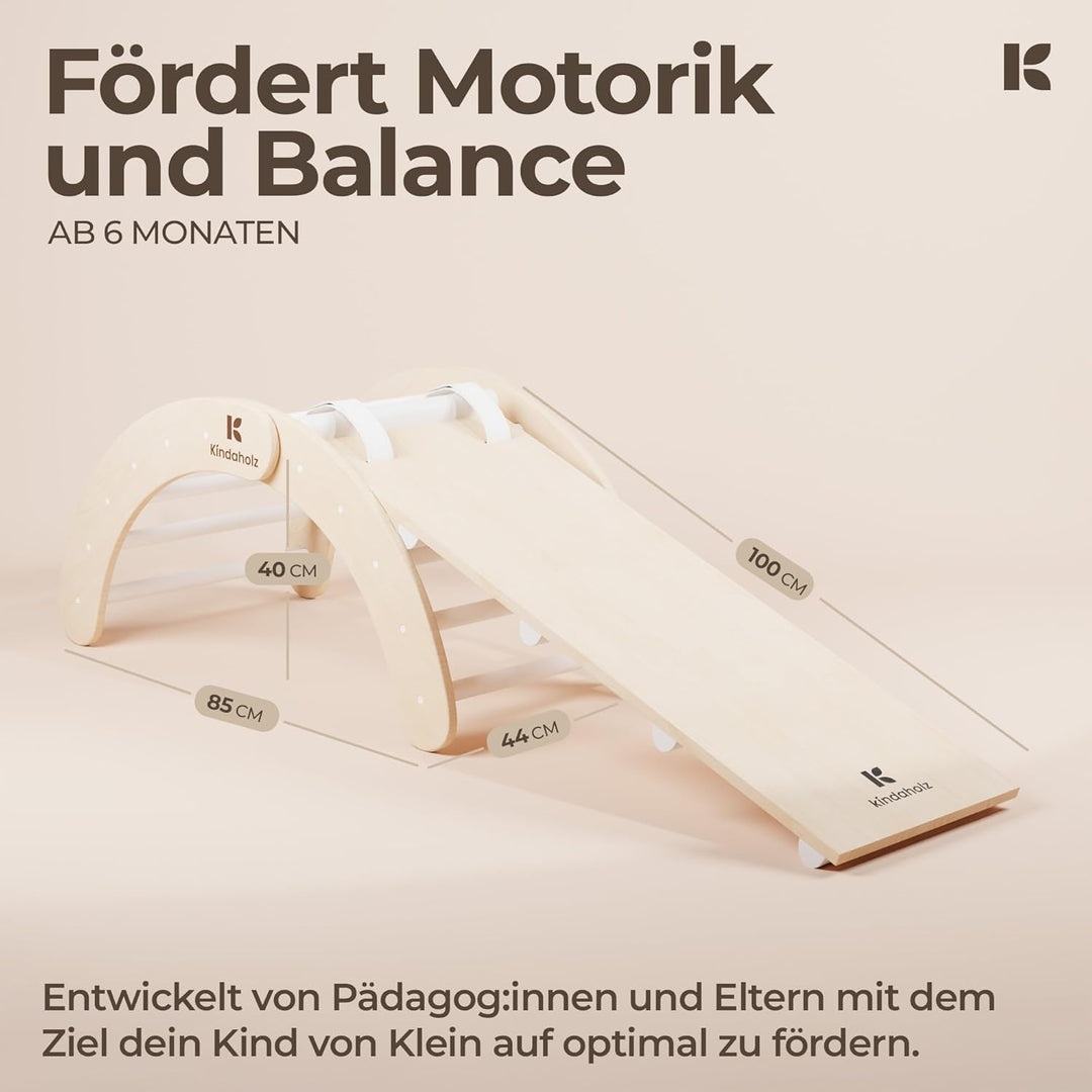 5in1 Kletterbogen mit vielseitiger 2-in-1-Rutsche mit Sicherheitsbändern, Klettergerüst Indoor-Spiel