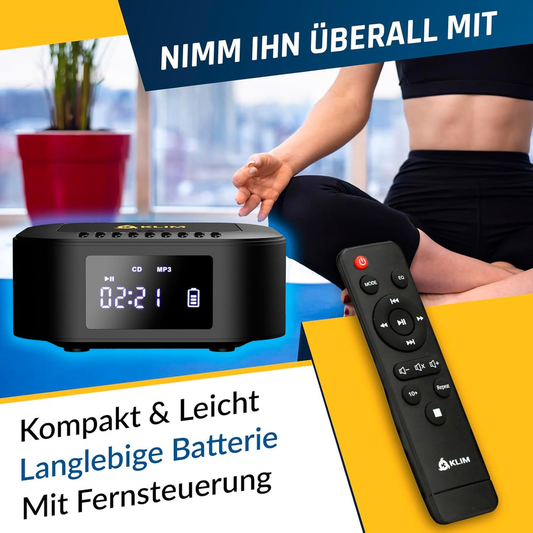 KLIM Boombox E1 Radio mit CD Player - BASS Boost mit Tieftöner - FM Radio, MP3, Bluetooth, AUX, USB