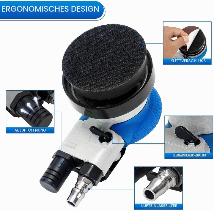 75mm Luft-Exzenterschleifer, Dual-Aktion Druckluft Schleifer, pneumatischer Handflächenschleifer mit