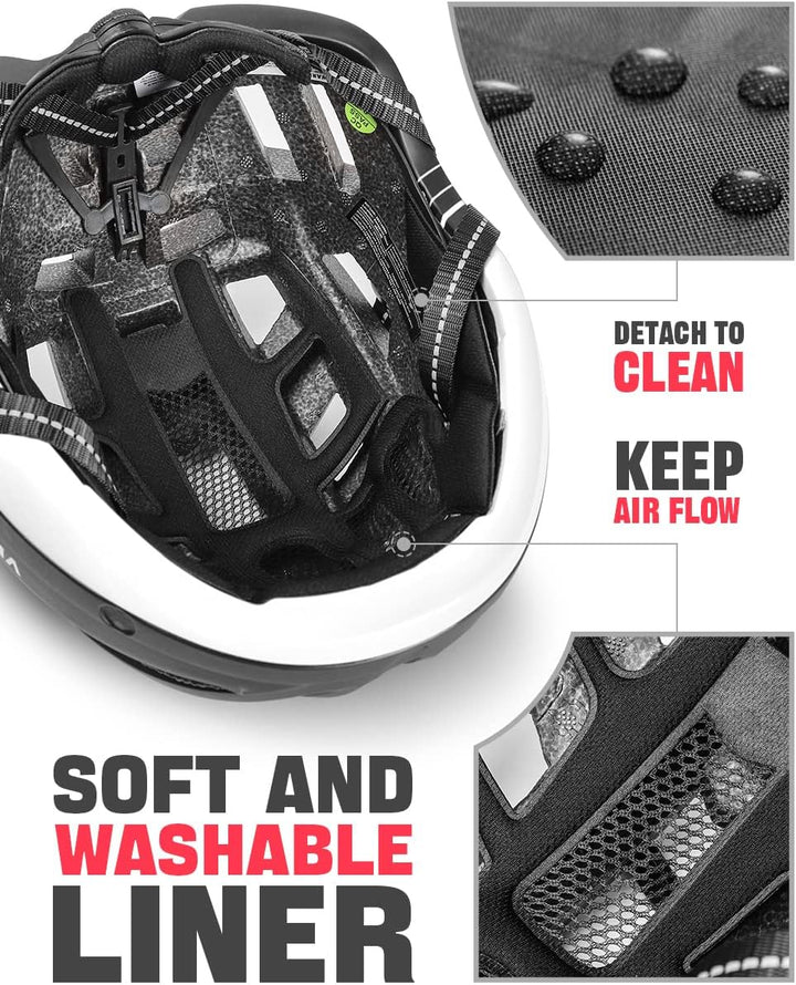 VICTGOAL Fahrradhelm Herren Damen mit Magnetische Schutzbrille Abnehmbares Visier, Radhelm mit USB a