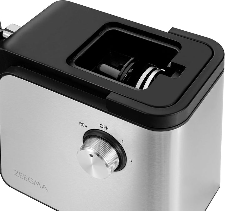 ZEEGMA MOLEN CHEF EASY Elektrischer Fleischwolf Leistung 2100 W 3 Edelstahlscheiben Wurstaufsatz Gem