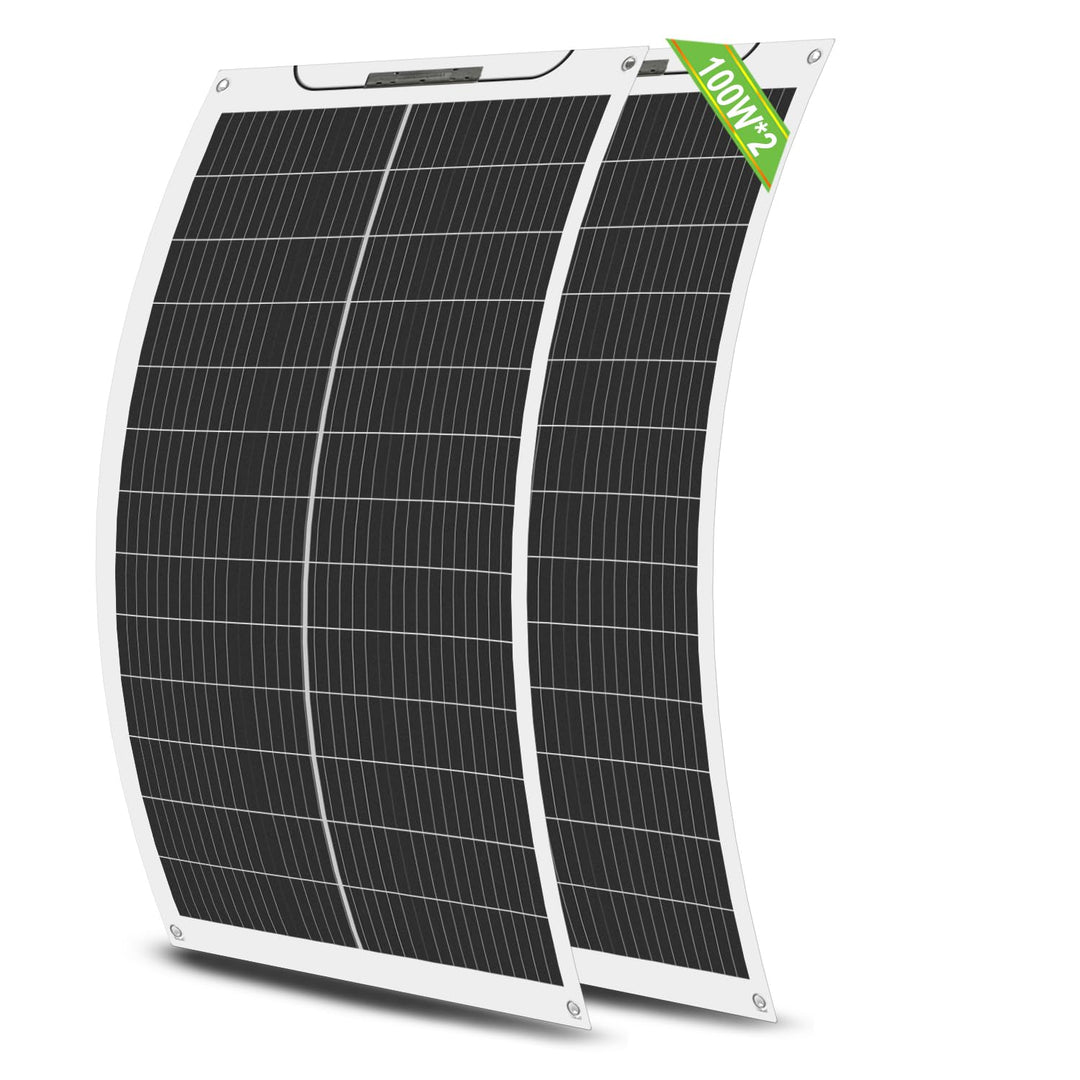 ECO-WORTHY 200W Flexibel Solarpanel 2 Stücke 100W Solarpanel 12V, Monokristalline Solarmodul mit Kab