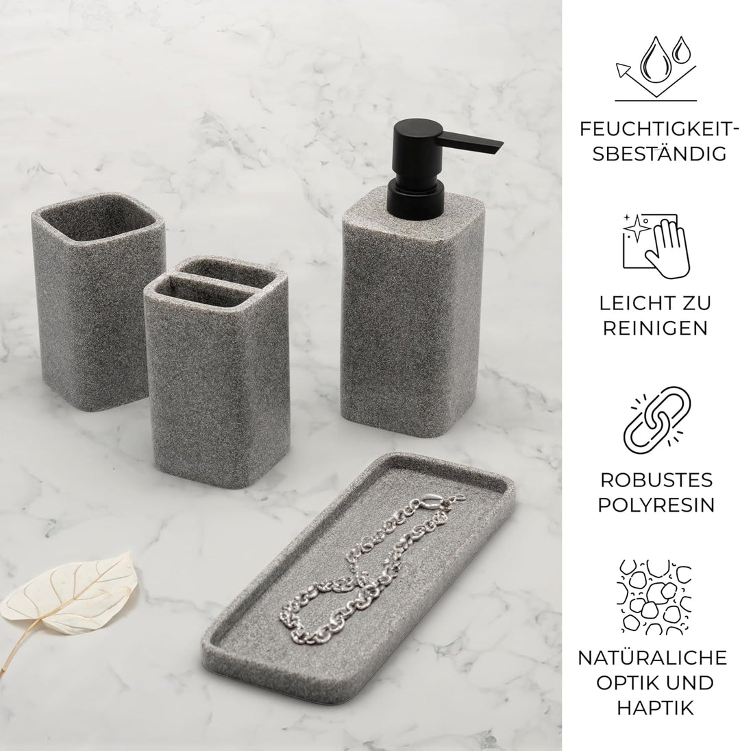ZCCZ Badezimmer Set 4 Teile – Badezimmer Organizer mit Zahnbürstenhalter, Zahnputzbecher, Seifenspen