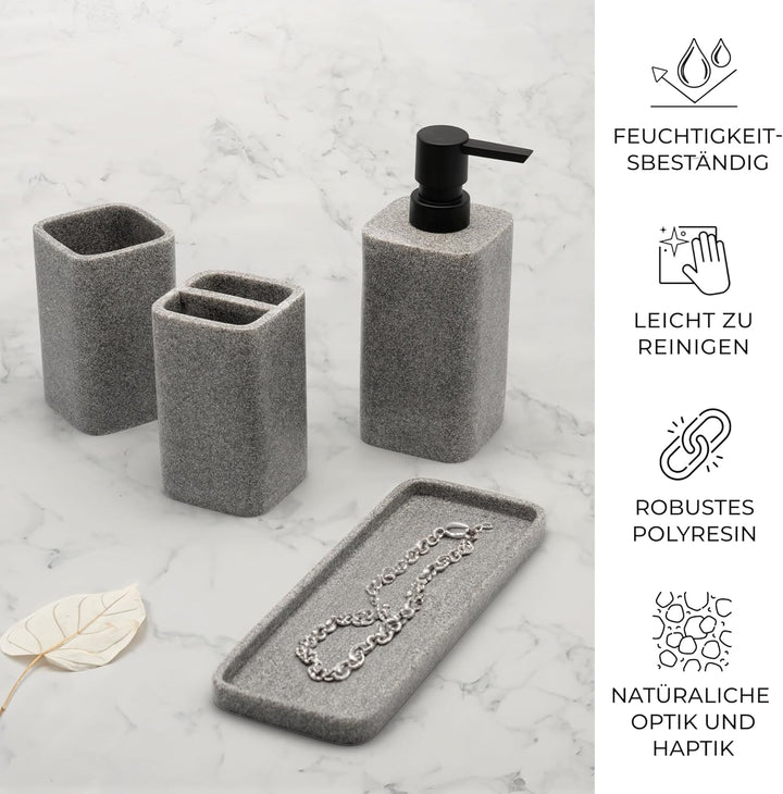 ZCCZ Badezimmer Set 4 Teile – Badezimmer Organizer mit Zahnbürstenhalter, Zahnputzbecher, Seifenspen