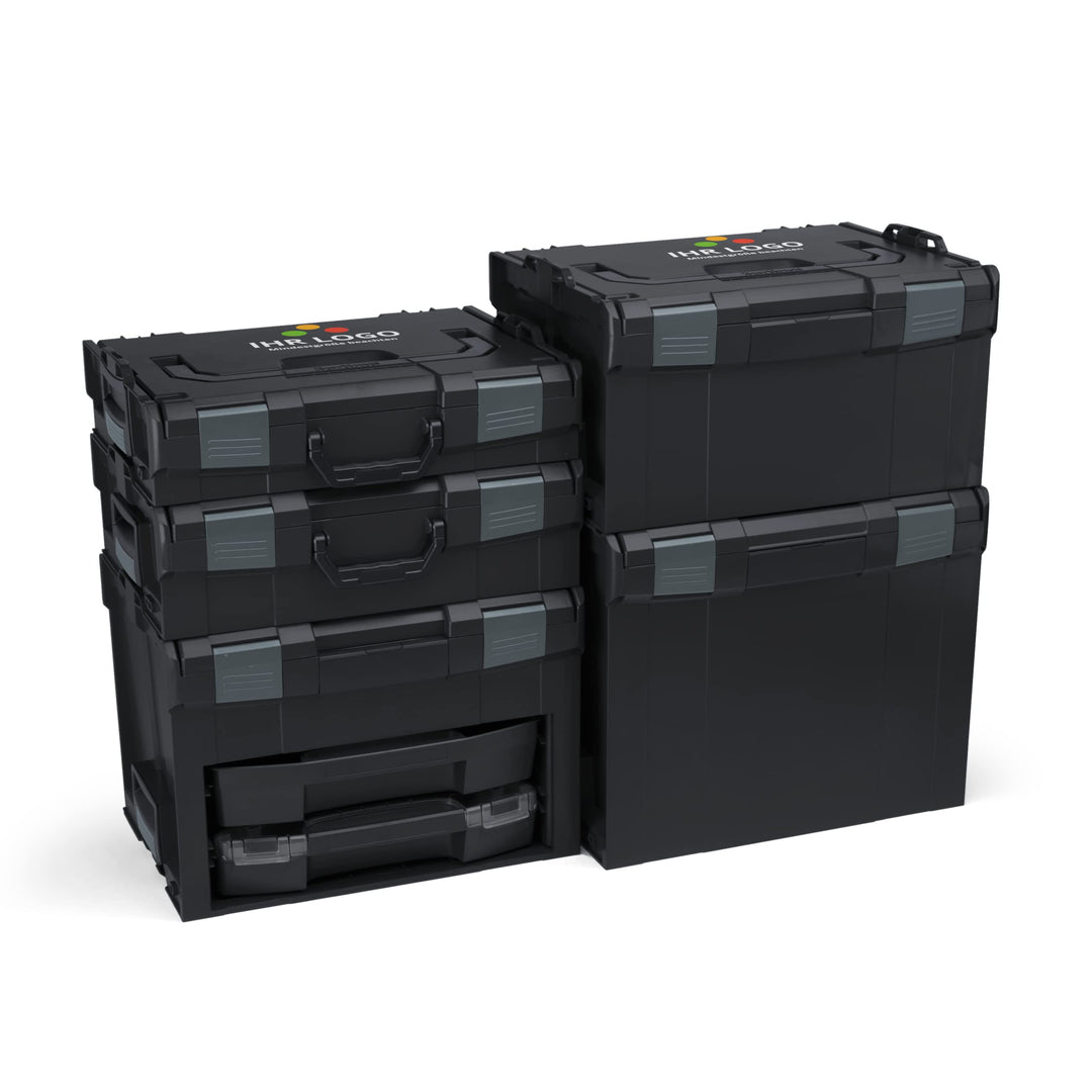 L-BOXX Sortimo L-Boxx Schwarz Werkzeugkoffer Set anpassbar mit Ihrem Logo | LBOXX 102 LBOXX 136 LBOX