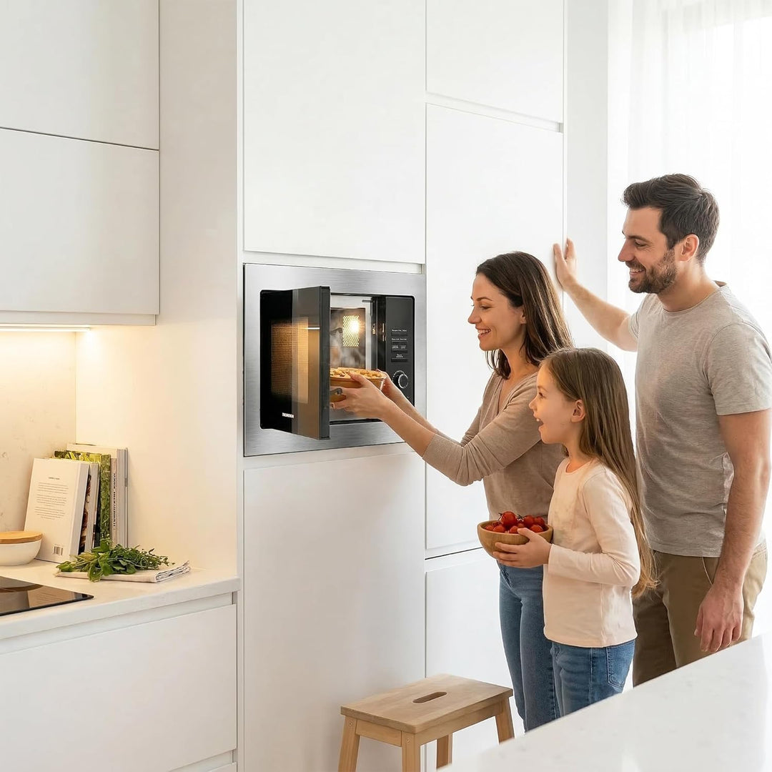 HEINNER HMW-MDBI25GDIX Einbau-Mikrowellenofen mit Digitalsteuerung und 1000W Grill (Edelstahl) – Ink