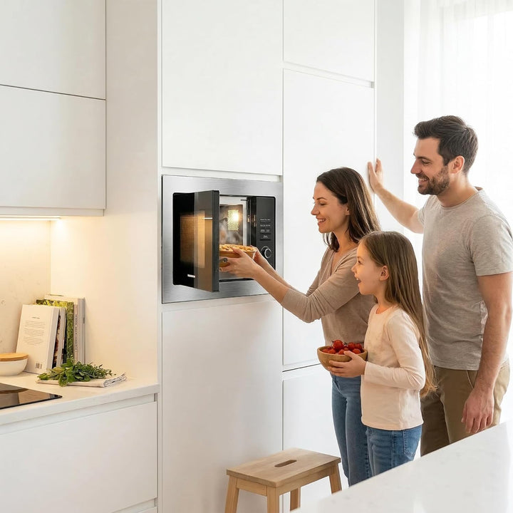 HEINNER HMW-MDBI25GDIX Einbau-Mikrowellenofen mit Digitalsteuerung und 1000W Grill (Edelstahl) – Ink