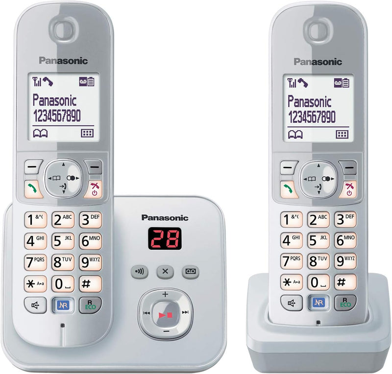 Panasonic KX-TG6822GS DECT Schnurlostelefon mit Anrufbeantworter (strahlungsarm, Eco-Modus, GAP Tele