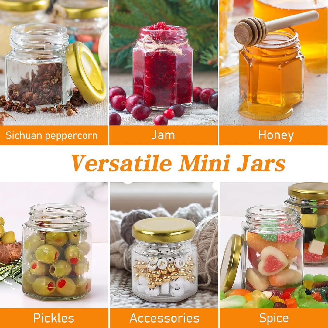 30 Stück Klein Honiggläser mit Deckel, 85ml Mini Honiggläser Glashoniggläser leer Marmeladengläser m