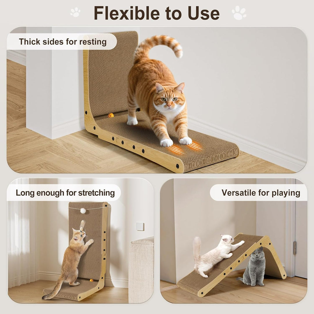 Gimars Hohe 47cm L förmige Kratzbrett Katze mit Ball, Vertikaler kratzpappe für Katzen, Langlebiges