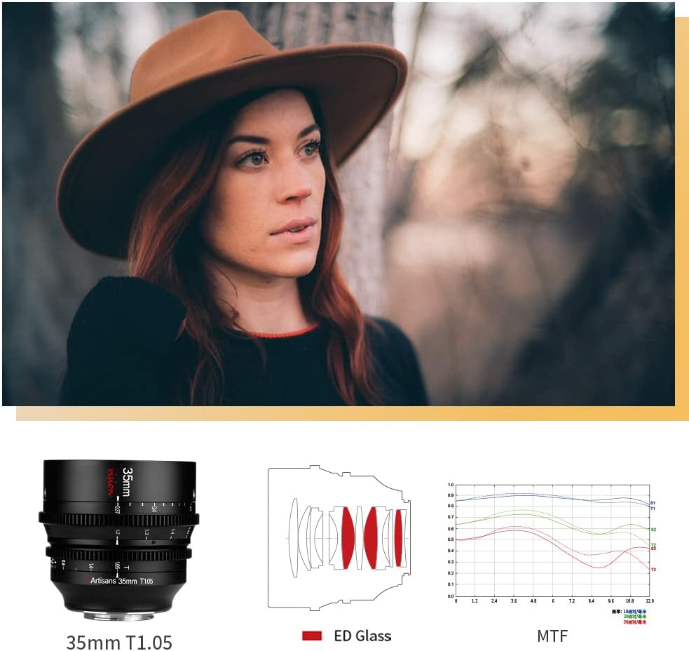 7artisans 35 mm T1.05 manueller Fokus Cine Objektiv grosse Blende Mini Cinema Objektiv für Canon RF