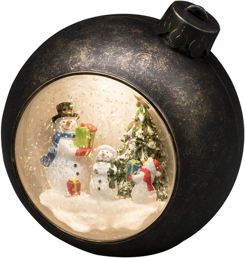 Konstsmide LED Weihnachtskugel Schneemänner, wassergefüllt, 5h Timer, warm weisse Diode, batteriebet