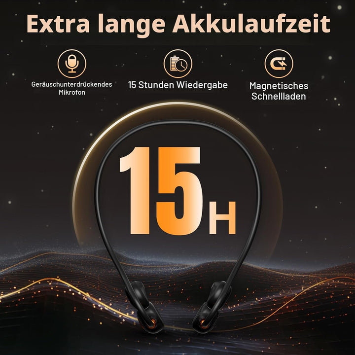 Ortizan Knochenschall Kopfhörer Bluetooth 5.3, Open Ear Bone Conduction Headphones Kabellos, IPX6 wa