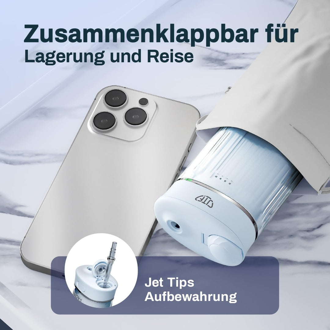 JTF Munddusche Mini, Tragbar Elektrische Zahnreinigung Kabellos, Reise Zahnzwischenraumreiniger mit