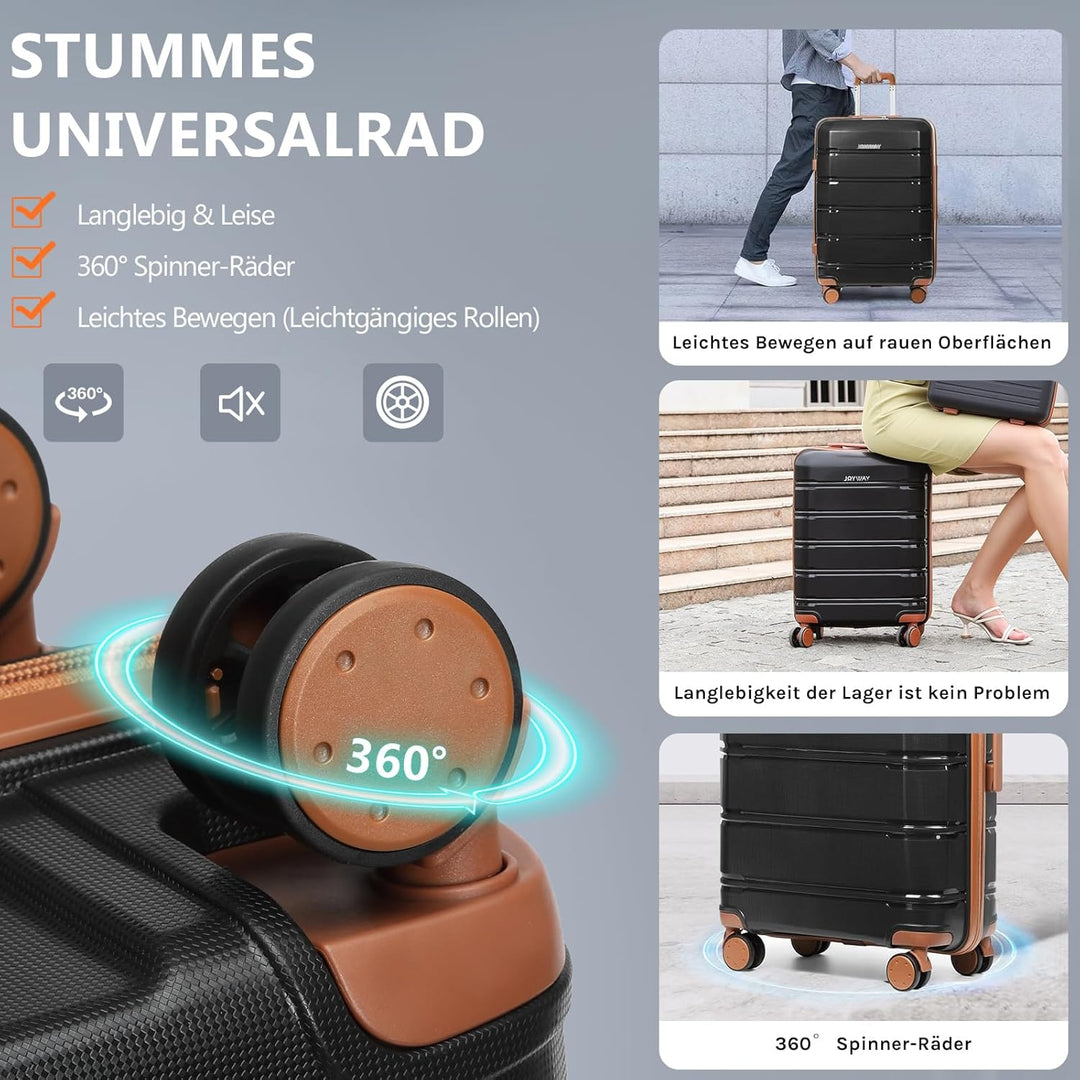 Joyway Kofferset 3 Teilig Hartschale mit 4 Rollen und TSA-Schloss Der Gepäcksets Enthält 1 Kosmetikk