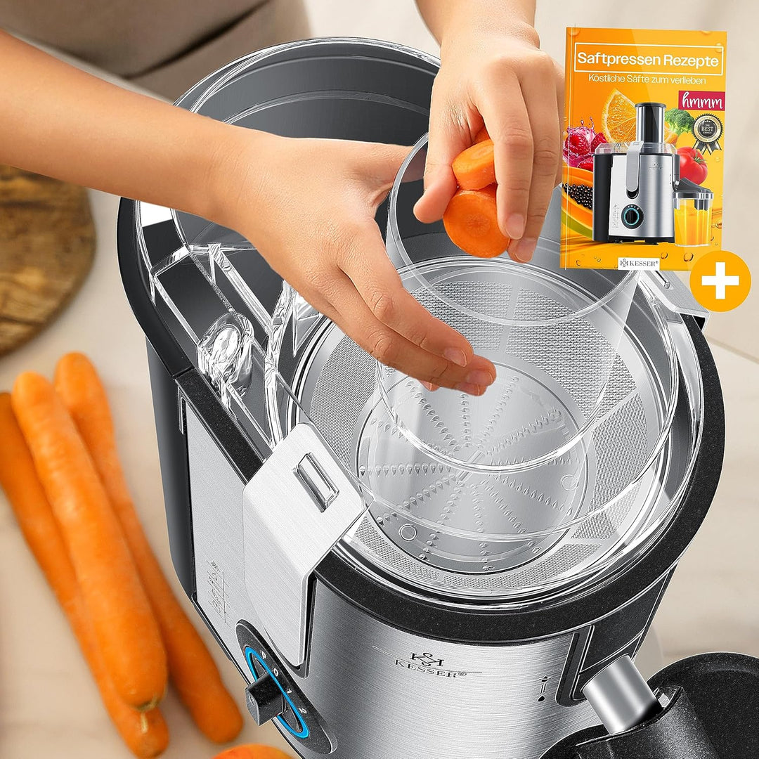 KESSER® Entsafter für Obst und Gemüse aus Edelstahl 1100W grosse 85 mm Einfüllöffnung inkl. Reinigun