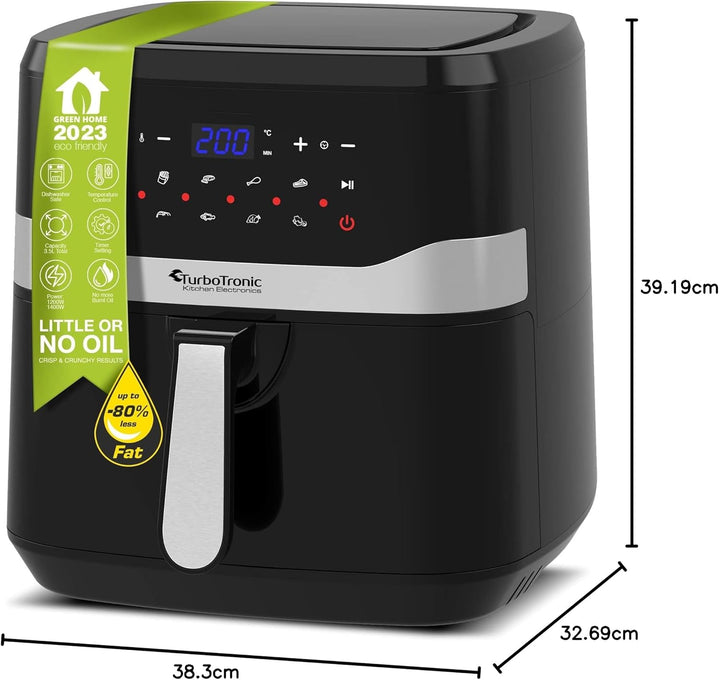 TurboTronic/digitale Heissluftfritteuse XXL / 7,5L / schwarz / 1800W, 12 Programme, digitale Heisslu