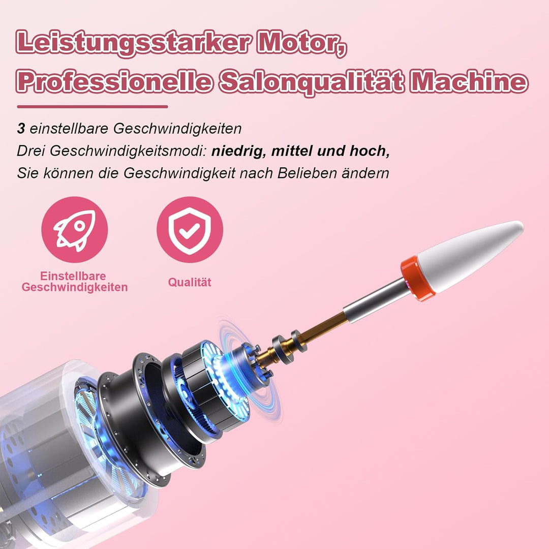 CIVPOWER Elektrische Nagelfräser für Gelnägel: Kabelloses Tragbares Nagelfeilen-Set für Acryl, Wiede