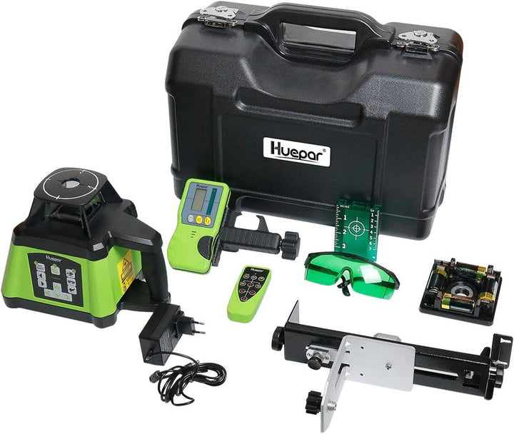 Huepar RL200HVG Rotationslaser Kit Grün, Selbstnivellierend Rotary Laser Level 360° Horizontaler/Ver