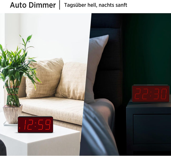 Eachui Wecker digital Batteriebetrieben mit grossen Zahlen, Digitaler Wecker mit LED Display, regelb