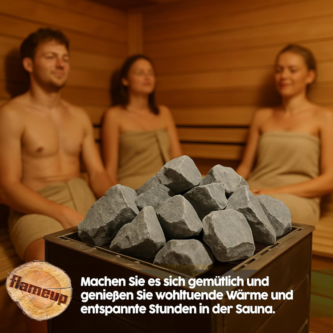 Diabas Saunasteine, 20 kg, 50-110 mm, vorgewaschene Aufgusssteine für Saunaofen, handverlesen, schad