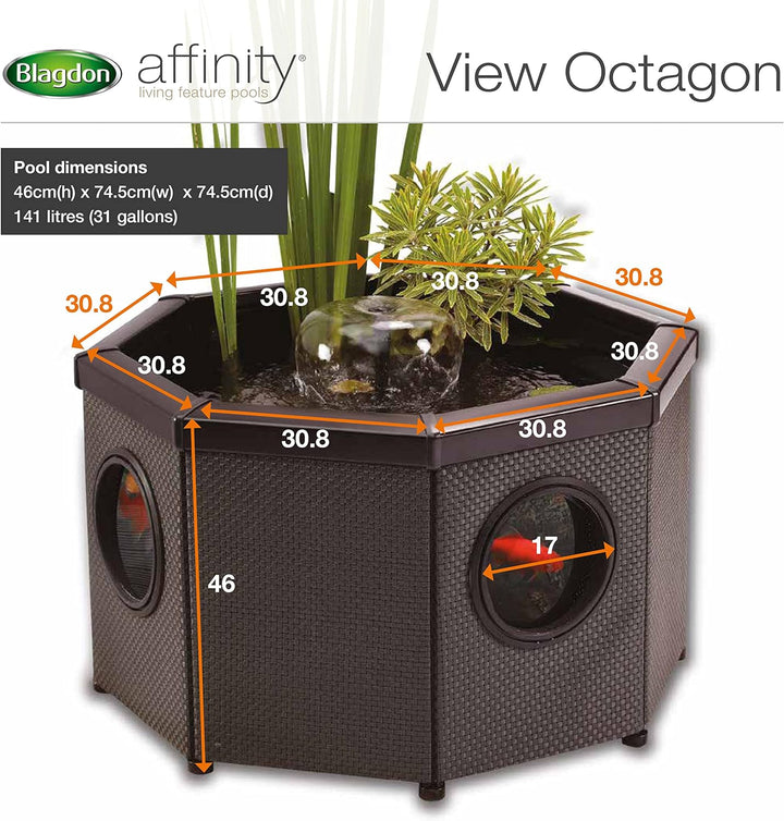 Blagdon Ersatzfolie für den Affinity View Octagon Living Water Feature Pool Achteckige Ansicht, Acht