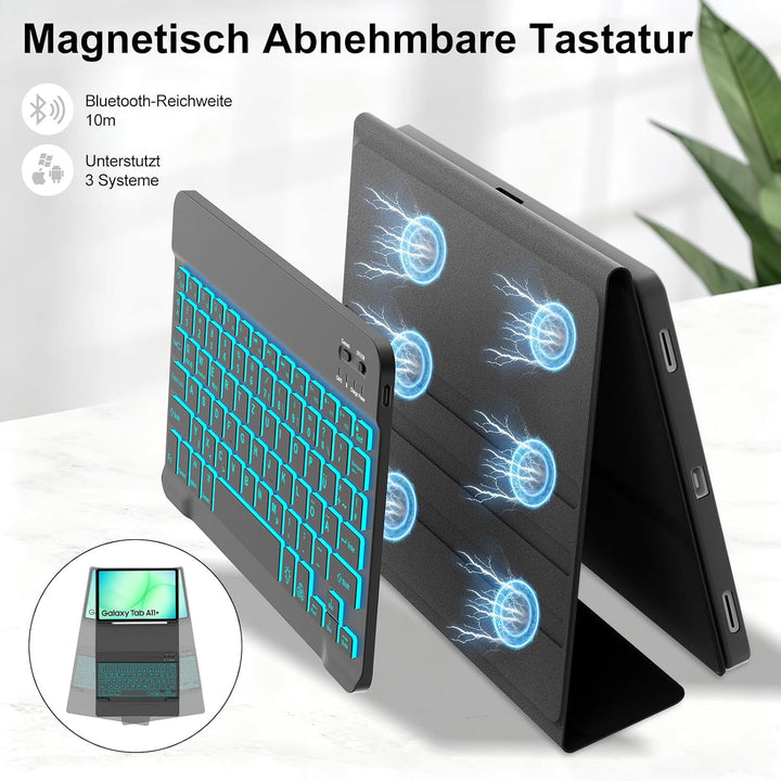 Hülle mit Tastatur für Samsung Galaxy Tab A11 Plus 11 Zoll 2025, Tastatur für Samsung Teblet A9/A11