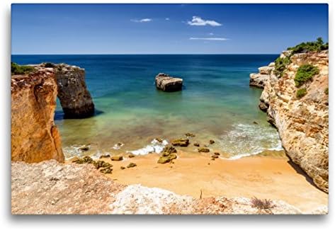 Premium Textil-Leinwand 75 x 50 cm Quer-Format Praia de Albandeira - Portugal | Wandbild, HD-Bild au