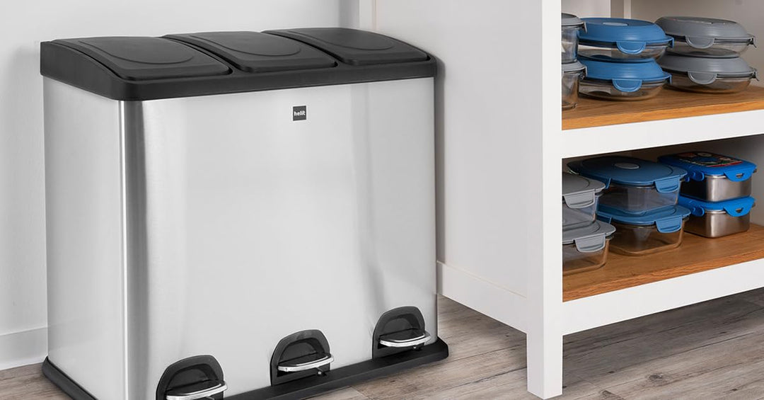 helit H2405200 - Mülltrennsystem, the seperator, 3 x 20L - Edelstahl, Mülleimer, Abfallbehälter