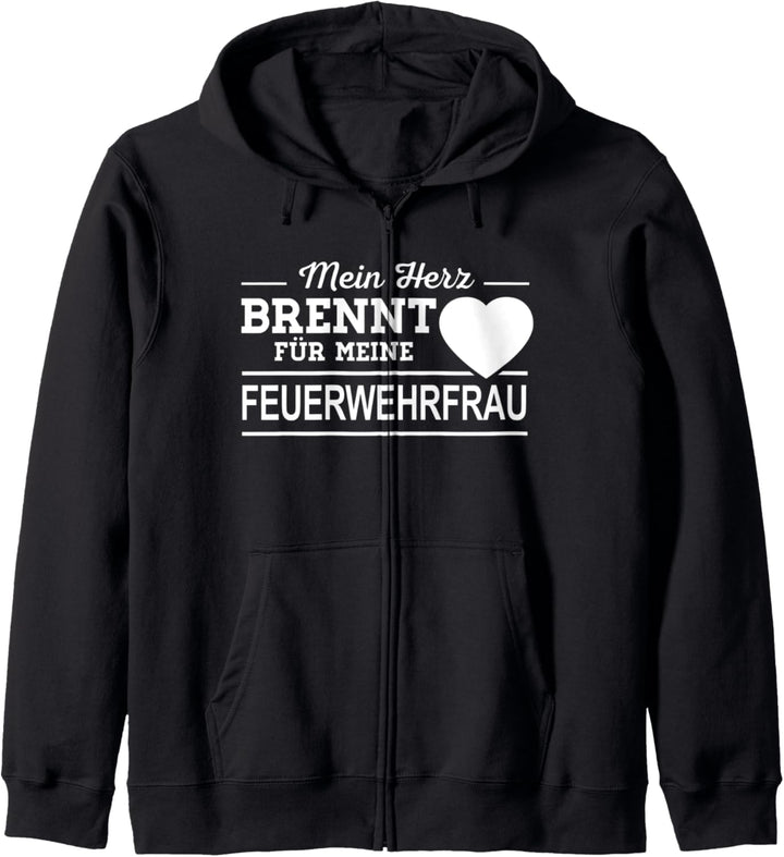 Herz brennt für Feuerwehrfrau - Feuerwehrmann Geschenk Kapuzenjacke