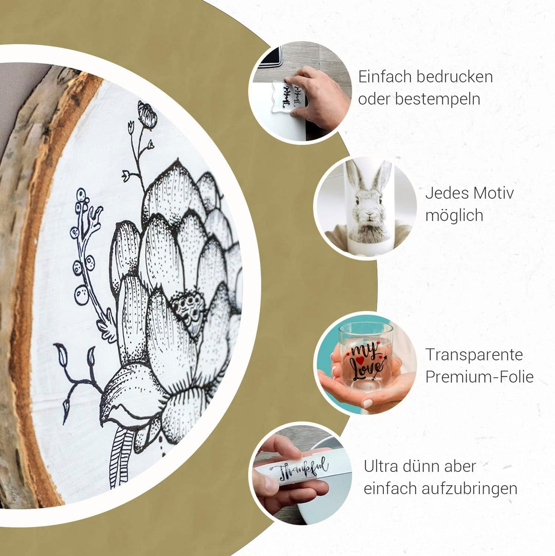 SKULLPAPER® Wasserschiebefolie TRANSPARENT für Laserdrucker - hauchdünn DIY Decal Abziehbild - Nasss