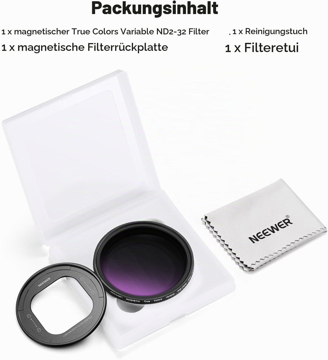 NEEWER 67mm magnetisches ND Filter Set, variabel ND2-32 (1-5 Stop) mehrfachbeschichtetes HD mit Grau