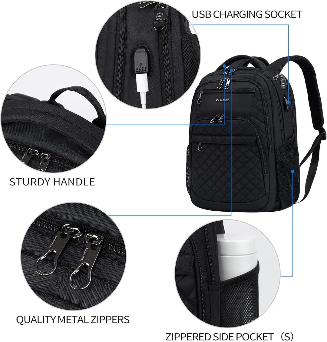 KROSER Laptop Rucksack 17,3'' Business Rucksack Schulrucksack Grosser Wasserdicht Taschen Reise Back