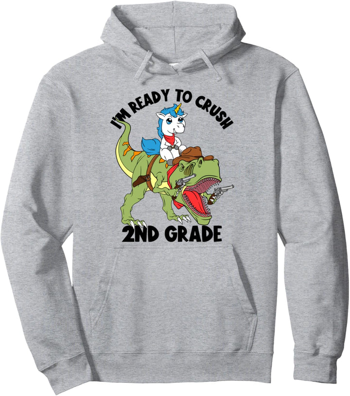 Ready to Crush 2nd Grade Kids Boys Dinosaurier Back To School Pullover Hoodie