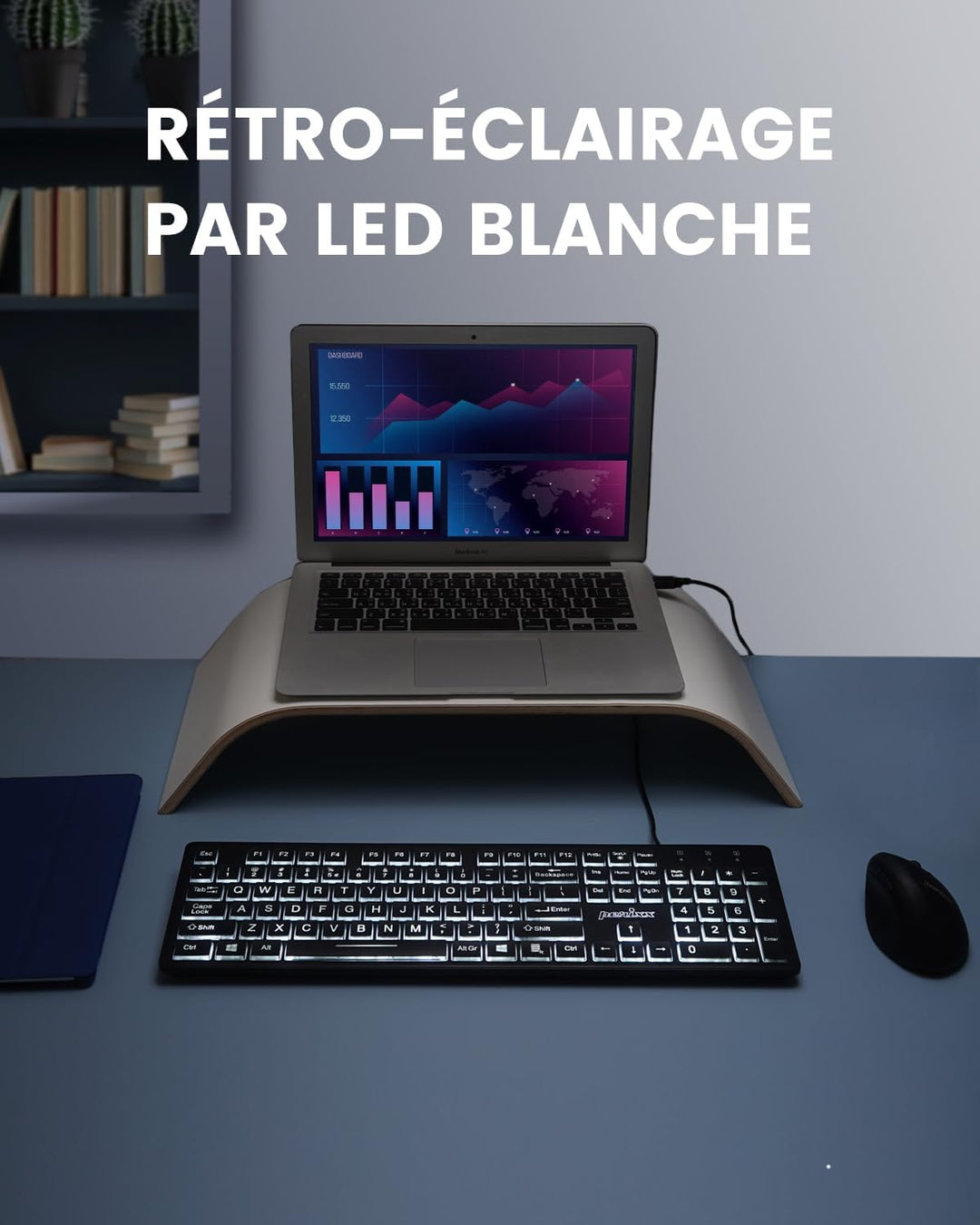 perixx PERIBOARD-317, Tastatur mit Hintergrundbeleuchtung, kabelgebunden, USB, für Windows – Membran