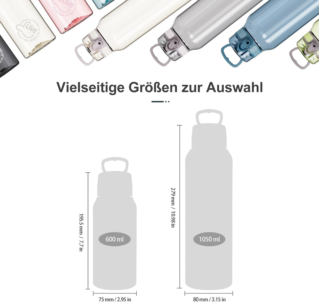 UZSPACE Trinkflasche Kinder 600ml, Sport Trinkflasche Auslaufsicher mit Einhandbedienung, Kohlensäur