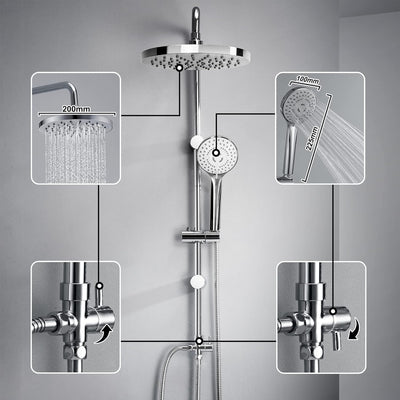 JOHO Edelstahl Duschsystem Duschset Duschstange Regenduschset mit ABS Kopfbrause D23cm ABS YT-D23cm