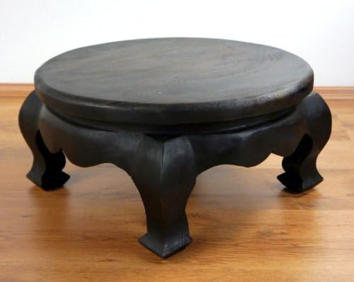 livasia Opiumtisch aus Massivholz – Ø50cm, 24cm hoch – Handgeschnitzter Beistelltisch Holz aus Thail