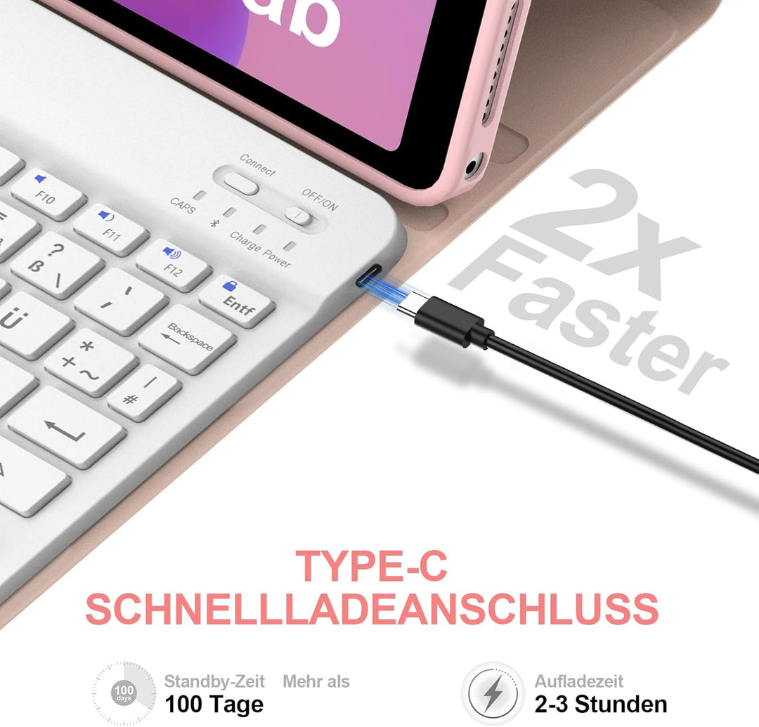 IVEOPPE Hülle mit Tastatur für Lenovo Idea Tab 11" 2025, Bluetooth Abnehmbare Magnetisch QWERTZ Tast