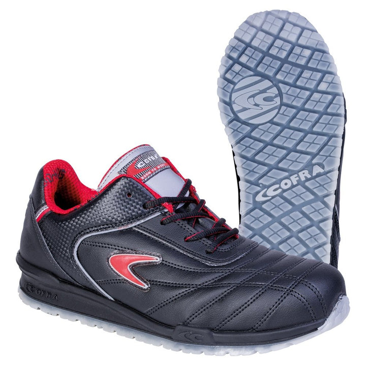 Cofra 78430-000.W39 MEAZZA S1 P SRC Sicherheitsschuhe, Schwarz/Rot, Grösse 39 39 EU, 39 EU