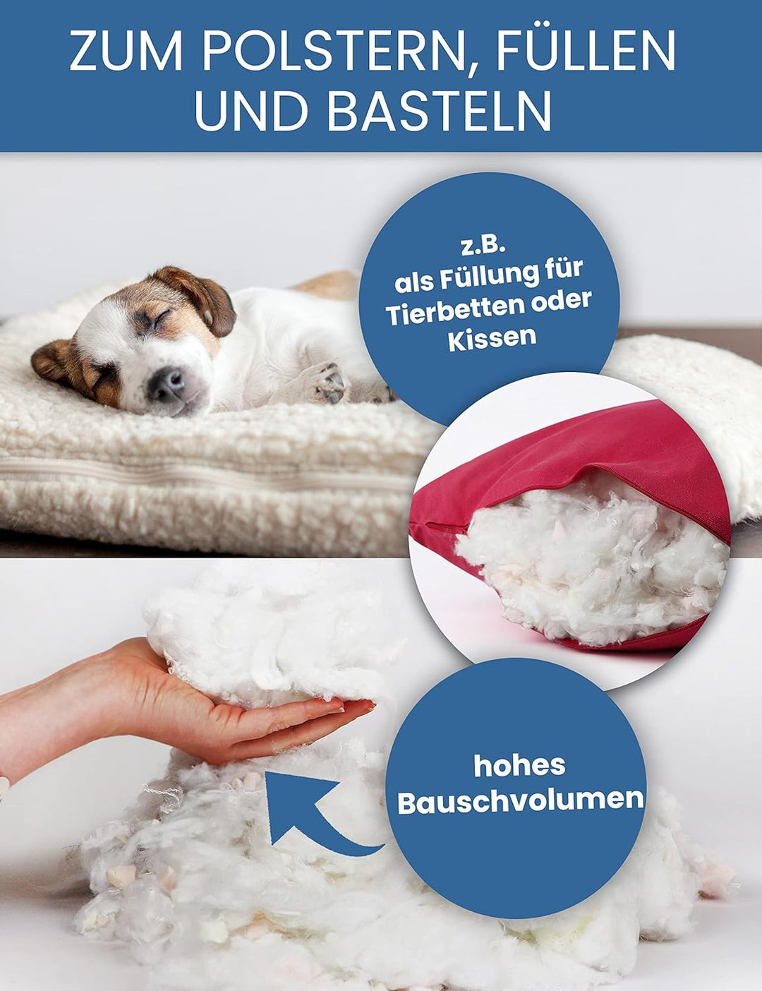 Primaflor - Ideen in Textil 4 kg Füllmaterial Polyesterfasergemisch Watte Kissenfüllung Bastelwatte,