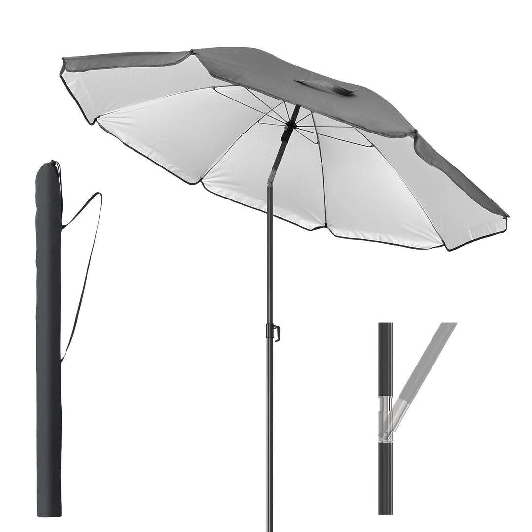 4smile Sonnenschirm balkon Ø 160 cm SunnyJoy, Anthrazit - UPF 50+ Strandschirm, sicherer Sonnenschut