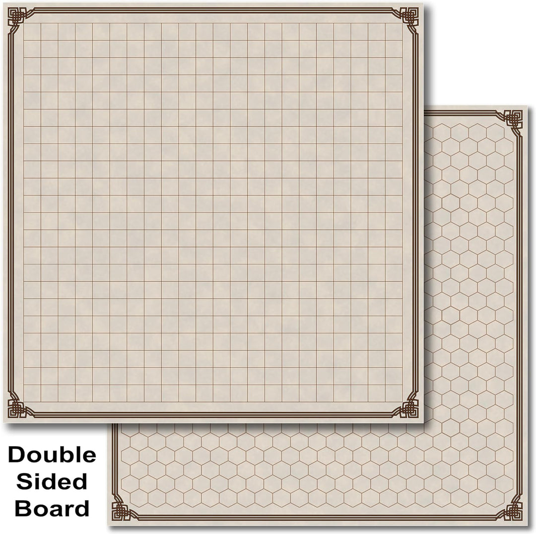 Battle Map Board - Grid & Hex | Wipe-Clean Brett für RPG & Dungeon & Game Masters | 24x24 Zoll