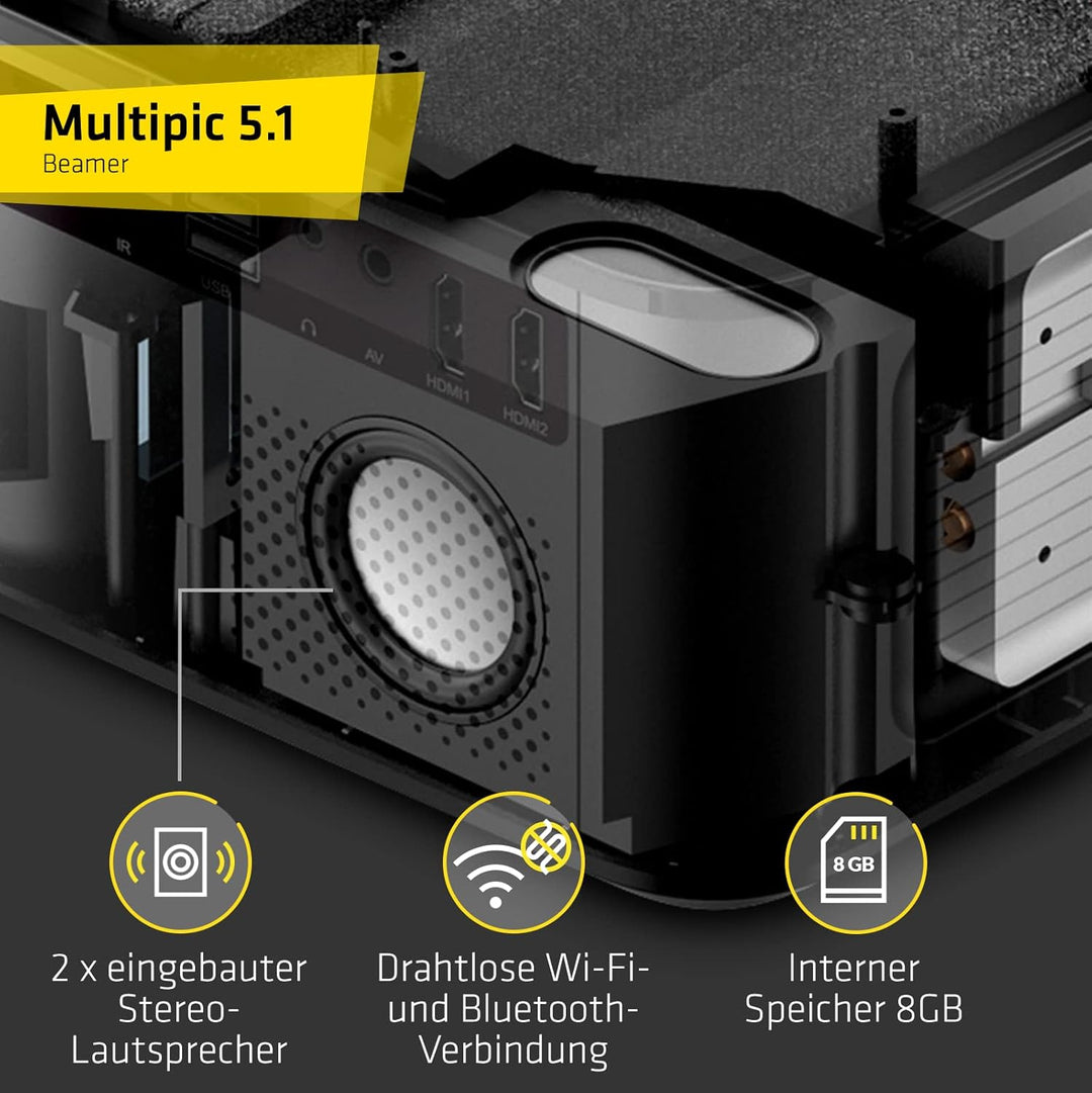 OVERMAX Multipic Bildprojektor, Projektor LED, Full HD 1080p, 3175x257x1172 cm, Seitenverhältnis 16: