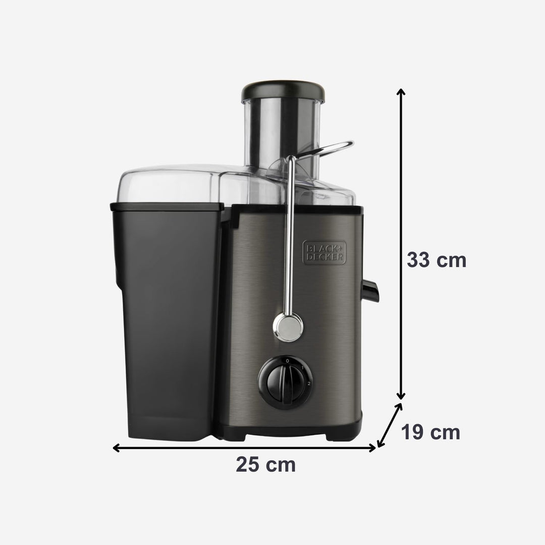 BLACK+DECKER Entsafter - 600W - 2 Geschwindigkeiten - 1.2 Liter Fruchtfleischbehälter - spülmaschine