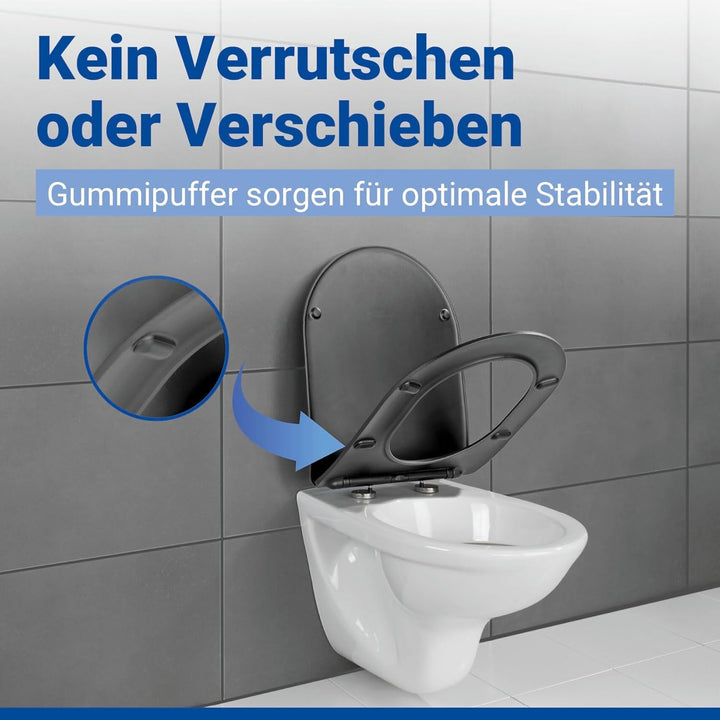 WENKO WC Sitz in D Form mit Absenkautomatik, ultraflach, belastbar bis 175 kg, abnehmbarer Toiletten