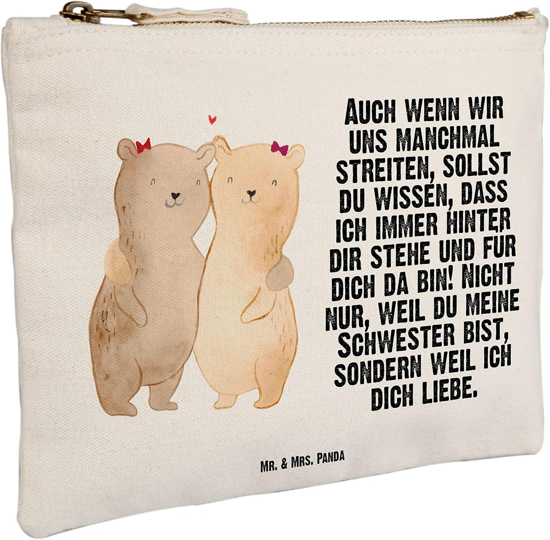 Mr. &amp; Mrs. Panda Schminktasche Bären Schwestern Grösse M - Geschenk, Sister, Geschwisterliebe, Zwill